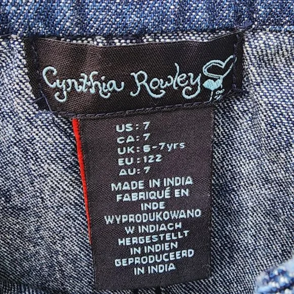 Cynthia Rowley Girl Denim Apple Orchard Ruffle Jumper, size 7 - Picture 6 of 7